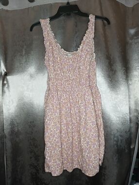 American Eagle Outfitters Floral Smocked Tank Dress in Lavender and Cream